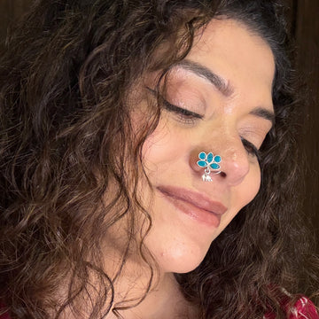 Turq Kundan Drop Nose Pin